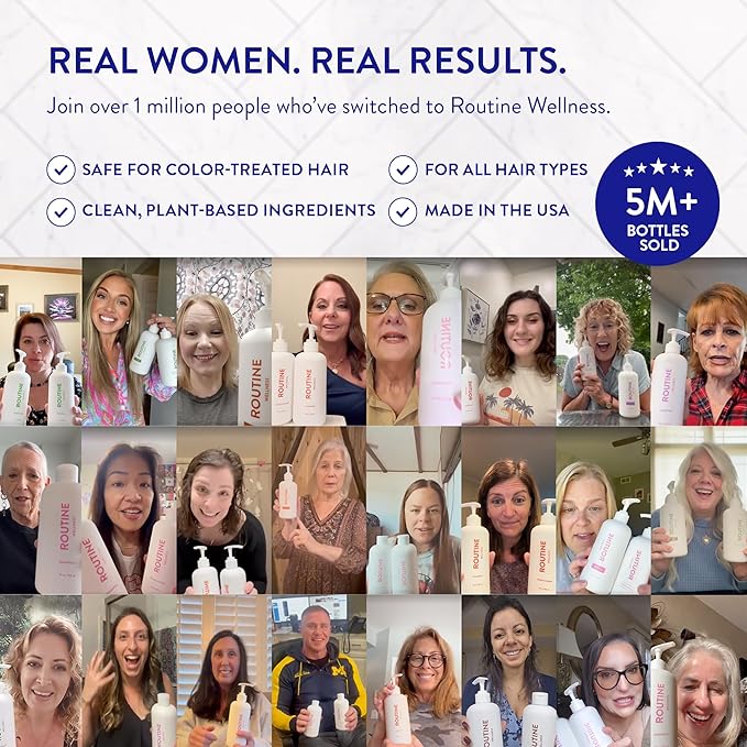 Routine Wellness Anti-Thinning Shampoo for Thinning Hair - Biotin DHT Blocker Women & Men - Color Safe Shampoo for Hair Loss & Healthy Hair - Vanilla Cashmere & Oak 14oz