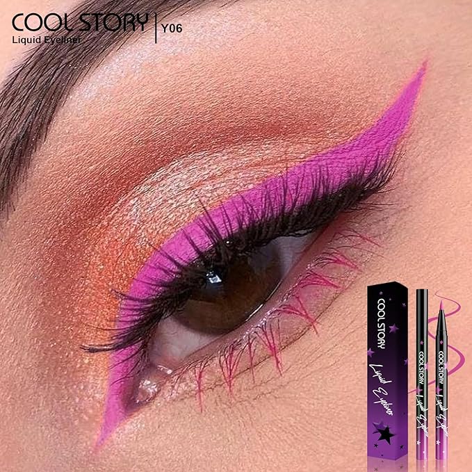 COOL STORY Liquid Eyeliner Waterproof Smudge Proof Eye Liner, 24H Long-Lasting, 0.6ml/0.02 fl.oz Fuchsia Pink