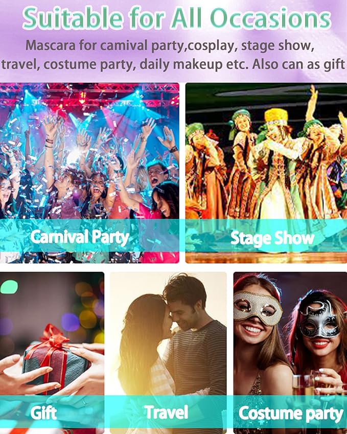 Purple Mascara Liquid Eyeliner Set, Update Longlasting Waterproof Color Eye Liner Pen, 5D Silk Fiber Colored Mascara Volume and Length, Christmas Party Stage Use Eye Makeup Gift Kit for Women Girl-05