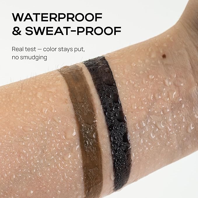 Eyebrow Powder Kit for Women – Dual Cushion Eyebrow Color Palette with Light Brown & Black Shades – Long-Lasting, Smudge-Proof Eye Brow Kit with Built-In Brush and Foldable Mirror