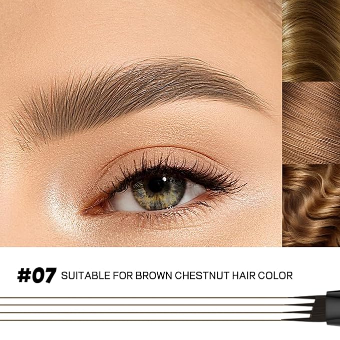 2 Pack 4-Tip Microblading Eyebrow Pen with 2 Brow Brushes, Waterproof Vegan Formula Eyebrow Pencils for Women to Effortlessly Create Natural Hair-Like Strokes, All-Day Wear (Medium Brown)