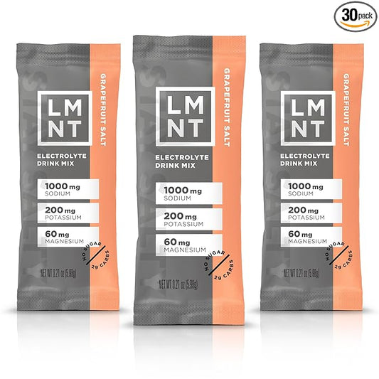 LMNT Zero Sugar Electrolytes - Grapefruit Salt | Drink Mix | 30 Count