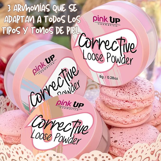 Pink Up | Corrective Loose Powder for Face | Mattifies and brightens without drying | Evens skin tone for all complexions | Baking Powder | Setting Powder | Warm | 8g | Model PKPT302