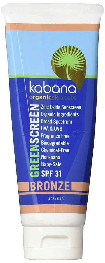 Green Screen Organic Sunscreen Zinc Oxide SPF 31 Tinted BRONZE - Soy-Free - Vegan - Gluten-free - 8oz/230g As 2x4oz