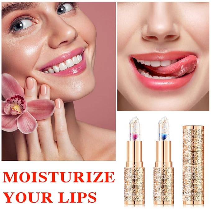 2 Pcs Temperature Color Change Lipstick,Long Lasting Nourishing Moisturizing Lipgloss,Magic Temperature Color Changing Lipstick,Lip Gloss,Waterproof Matte Lip Balm Makeup AB008