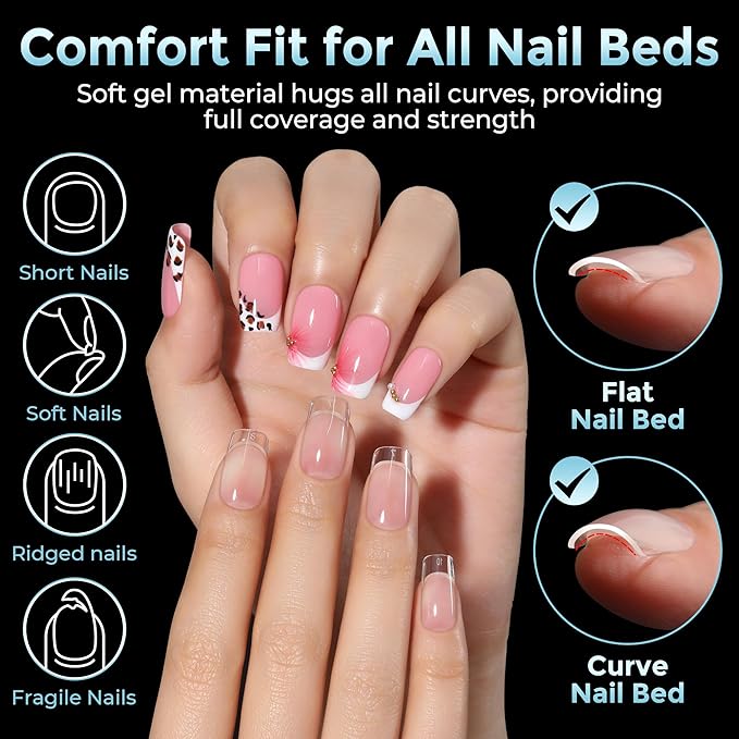 Short Square Nail Tips Gel: 360Pcs Full Cover Short Square Press On Nails Pre-buff Fake Acrylic Nails Half Matte Clear Nail Tips for Nail Extension DIY 12 Sizes