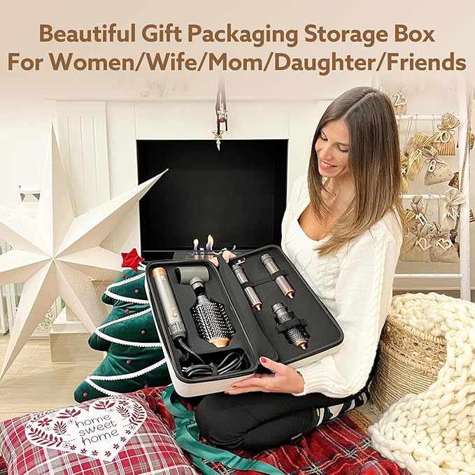 Hair Dryer Brush, webeauty 5 in 1 Professional Hot Air Styling, High-Speed Negative Ionic Hair Dryer Fast Drying, Multi Hair Styler with Air Curling Iron, Volumizing, with Carrying Case (Grey Gold)