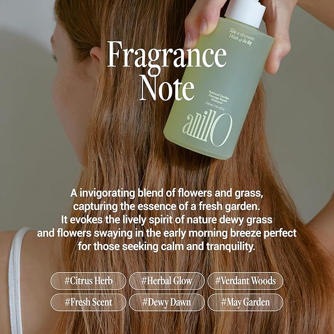 ANILLO Patchouli Garden Damage Repair Shampoo - Korean Hair Care Nourishing Shampoo for Men & Women w/Patchouli Leaf Water, Protein Complex & Green Herb Complex - Vegan Scalp Cleanser (15.22 fl.oz)