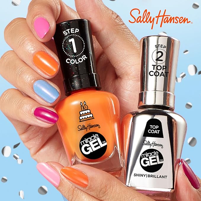 Sally Hansen Miracle Gel™, One Gel of a Party Gel-ebrate, Long Lasting, Gel-Like Formula, No UV Lamp Needed, Orange Nail Polish