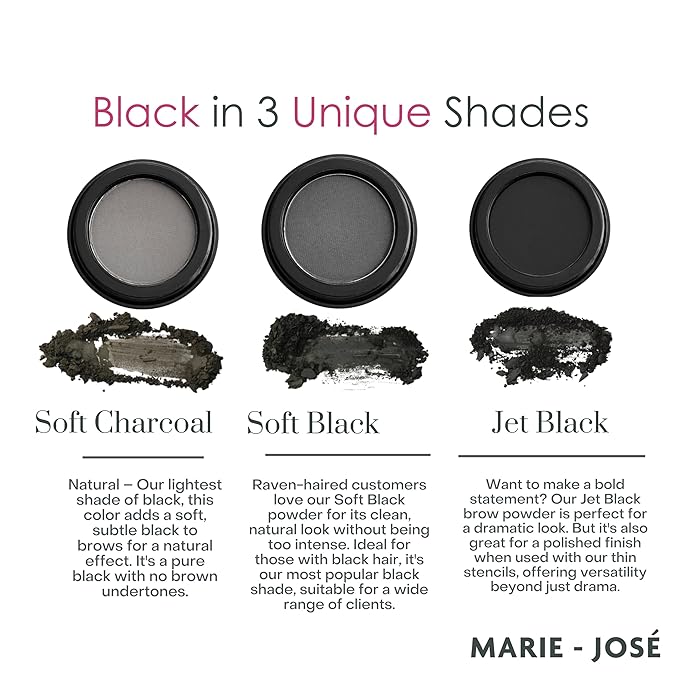 Soft Black Eyebrow Powder – Long-Lasting, Waterproof, Smudge-Proof Brow Powder for Natural, Defined Brows – Vegan & Cruelty-Free Eyebrow Makeup by Marie-José