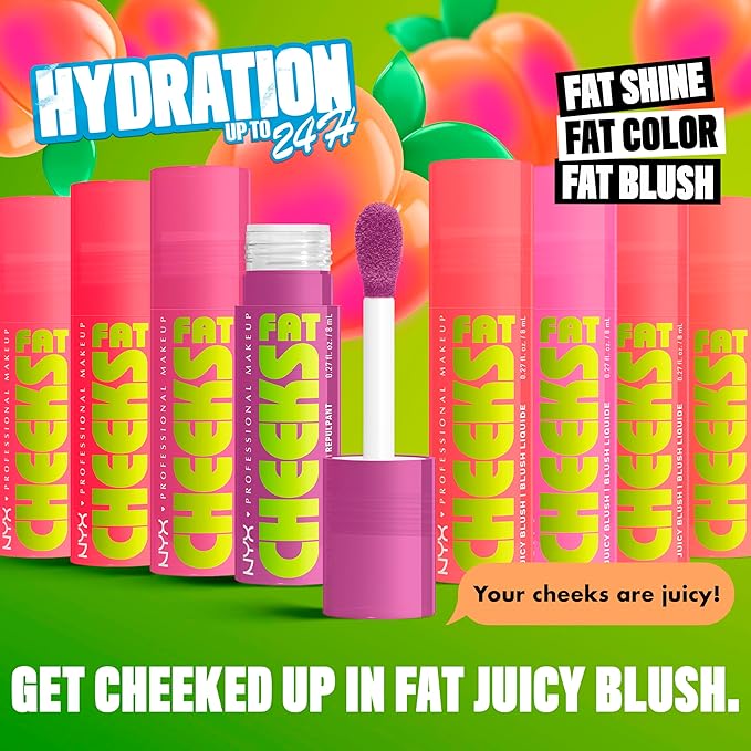 NYX PROFESSIONAL MAKEUP Fat Cheeks Liquid Blush, Buildable, Dewy Blush with Long-Lasting 12HR Wear - Guava Gush (Bright Pink)