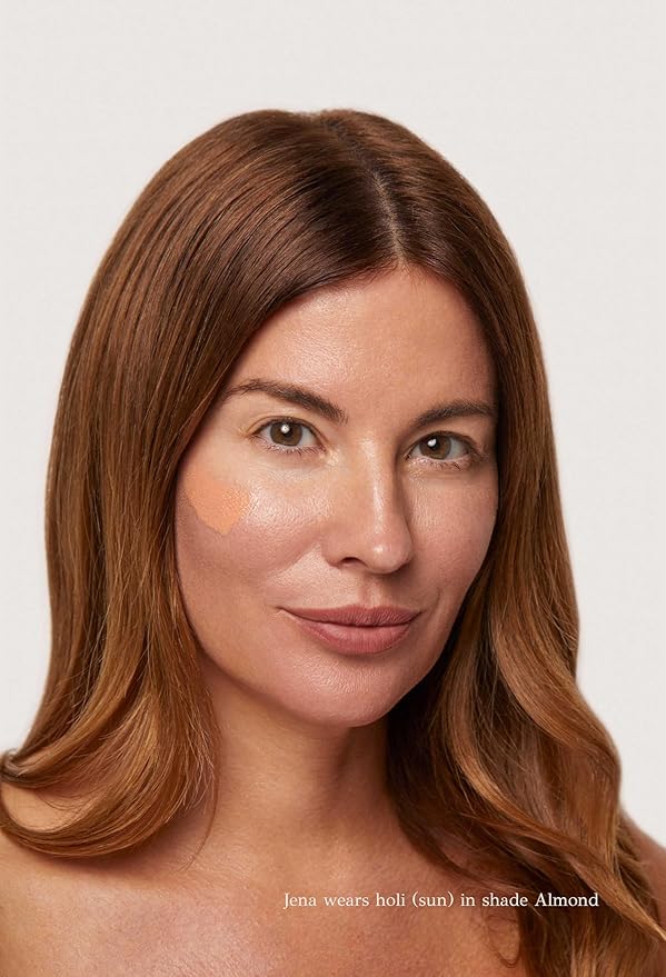 Agent Nateur - holi (sun) SPF 50 Dewy Tinted Skin Drops | Lightweight, Hydrating, Smooths Fine Lines & Wrinkles | Luxury, Non-Toxic Clean Skincare, Reef Friendly (Almond, 1 oz)