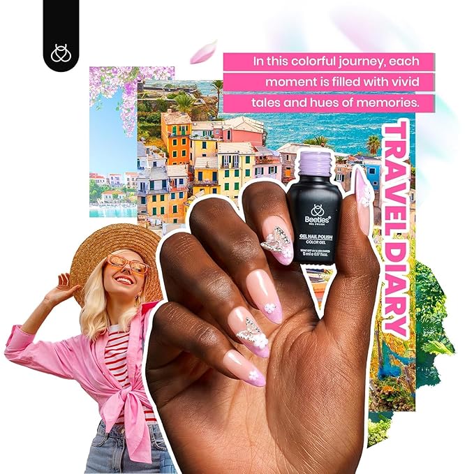 beetles 85 Pcs Gel Nail Polish Kit with UV Light - 35 Colors Gel Polish Set Travel Diary All in One Manicure Kit with Nails Tips and Base Top Coat Soak Off Home DIY Salon Gifts for Women Teens Girls