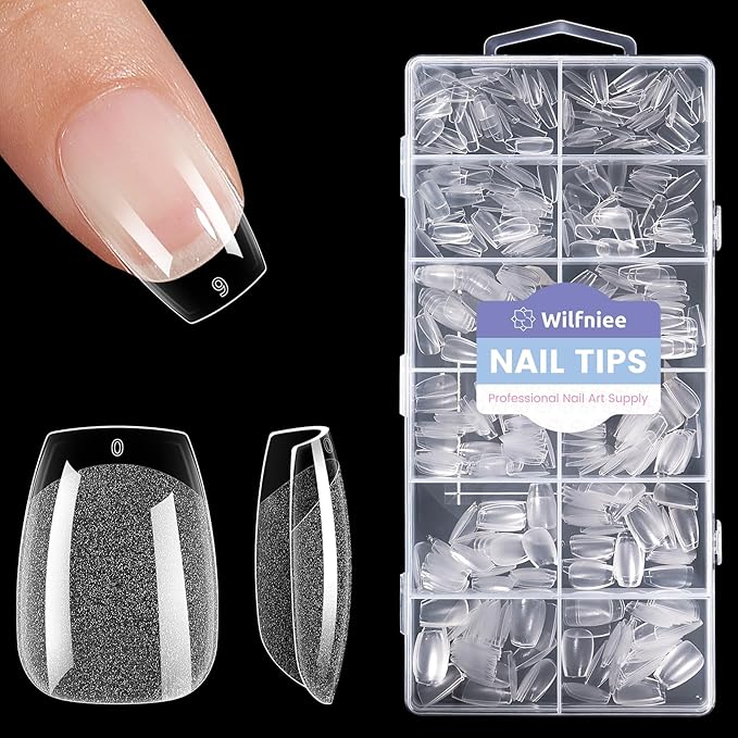 Extra Short Coffin Nail Tips: 504PCS Clear Gel Short Coffin Nails Tips, 12Sizes Full Cover Acrylic Pre-shaped Press on Fake Nail Tips for Nail Extension Home DIY Manicure