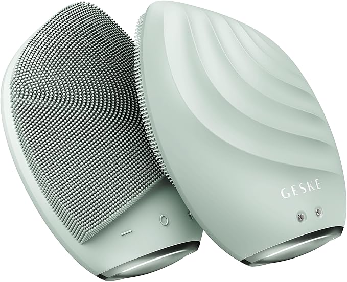 GESKE SmartAppGuided™ Sonic Facial Brush 5 in 1 | Vibrating Electric Facial Cleansing Brush | Soft Silicone Brush | Professional Facial Cleanser | Skin Cleanser & Exfoliator | Face Massager
