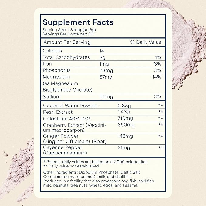 The Skinny Confidential Beauty Salt- Hydration Powder Contain Grass-Fed Colostrum, Electrolytes & Pearl Powder - Supports Immunity & Digestive Health, Glowing Skin & Radiant Hair - Gluten Free