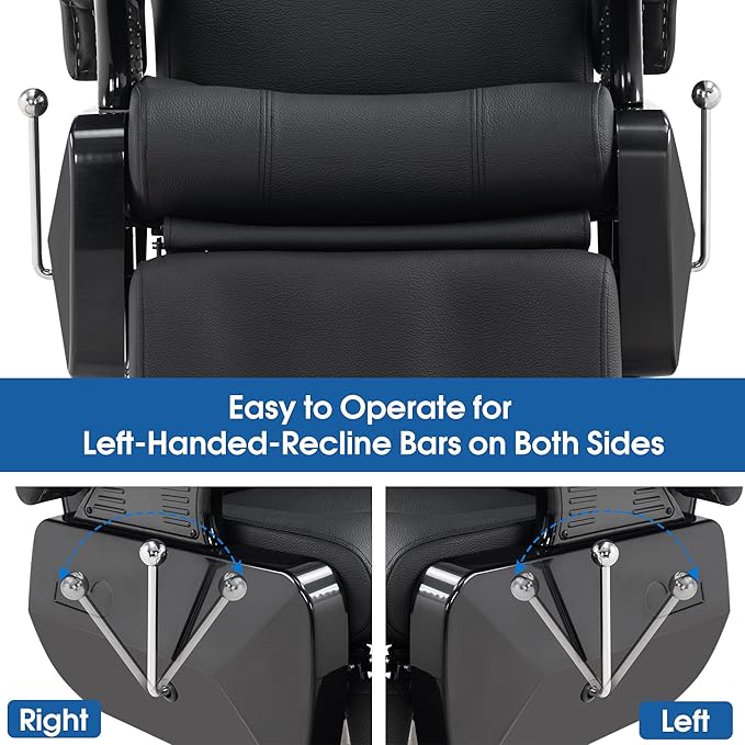 BarberPub Hydraulic Recline Barber Chair All Purpose Salon Beauty Spa Styling Equipment 9208 (Black)