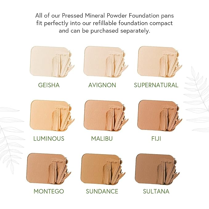 Honeybee Gardens Refillable Pressed Mineral Powder Foundation Compact with Puff & Mirror, Empty Customizable Makeup Kit, Travel-Friendly Luxury