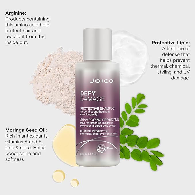 Joico Defy Damage Protective Shampoo | For Color-Treated Hair | Strengthen Bonds & Preserve Hair Color | With Moringa Seed Oil & Arginine | 1.7 Fl Oz