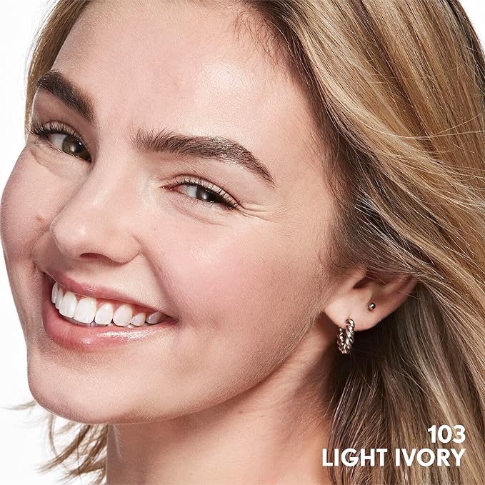 COVERGIRL Clean Invisible Foundation Makeup, Dewy & Glowy Natural Finish, Buildable Coverage, Skin-Like Smooth Look, Vegan, Light Ivory, 1oz