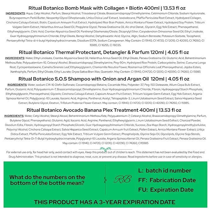 Aftercare for Ritual Botánico Keratina Orgánica | Treatment to Straighten, Repair and Relax Hair | All Natural, Organic & Vegan Ingredients | Product of Colombia | 4 Piece Kit