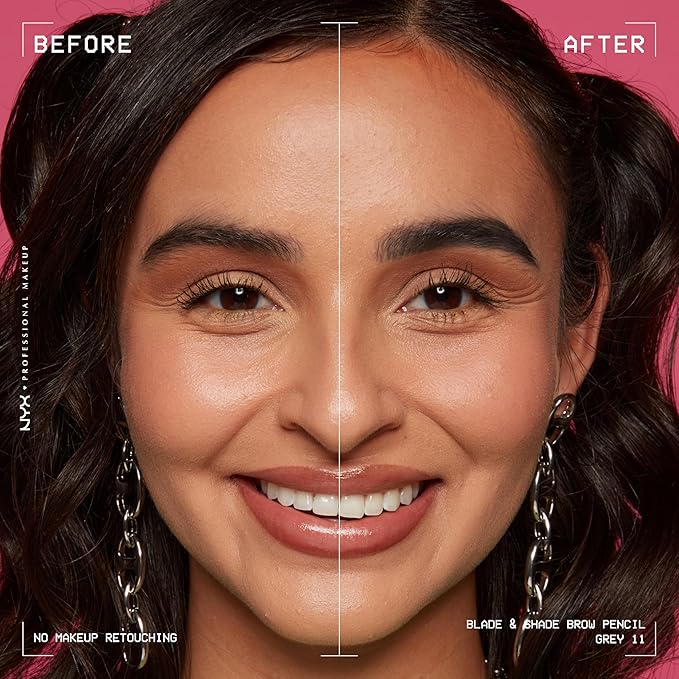 NYX PROFESSIONAL MAKEUP Blade & Shade Brow Pencil, Nano Mechanical Eyebrow Pencil, Up to 16HR Make Up Wear - Grey