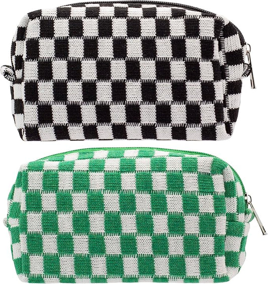 Pazimiik checkered makeup bag for