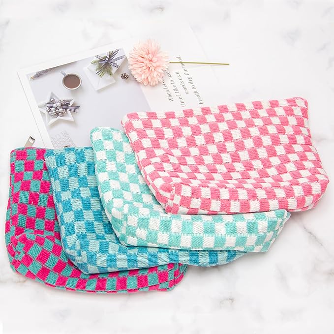 Pazimiik knitted checkered makeup bag