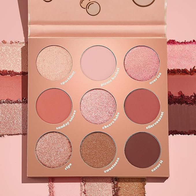 ColourPop By The Rosé Eyeshadow Palette - Pink & Red Neutral Palette with Metallic and Cream Matte Finishes - High-Pigment Eye Makeup with a Long-Wearing Formula (0.3 oz)