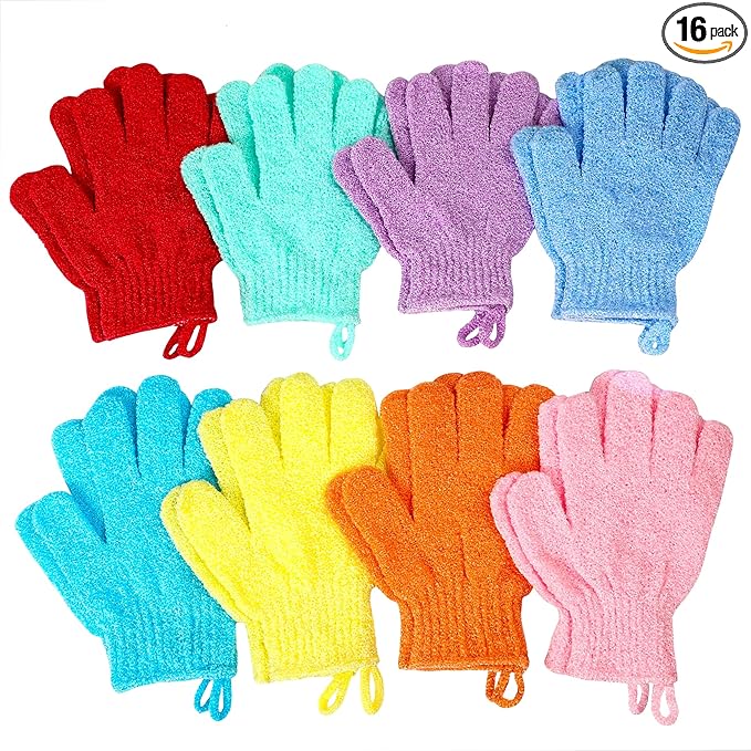 Bath gloves,16 pcs exfoliating bath
