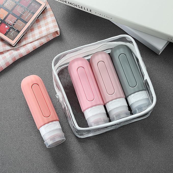 16 Pack Travel Bottles for Toiletries, Leakproof Travel Containers for Toiletries, TSA Approved Silicone Travel Accessories Squeezable Refillable 3oz for Shampoo Conditioner Lotion