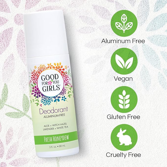 Good For You Girls Aluminum-Free, Natural Deodorant for Kids, Pre teens, Teens, Safe & Effective Odor Control, Clear Roll-On, Natural Fragrance, Vegan, Made in USA | Fresh Honeydew, 3 oz (Pack of 3)