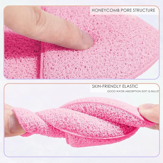 2 Pack Facial Sponge for Daily Deep Cleansing and Exfoliating, Facial Sponges for Washing Face, Reusable Makeup Remover Exfoliating Pads (Pink)
