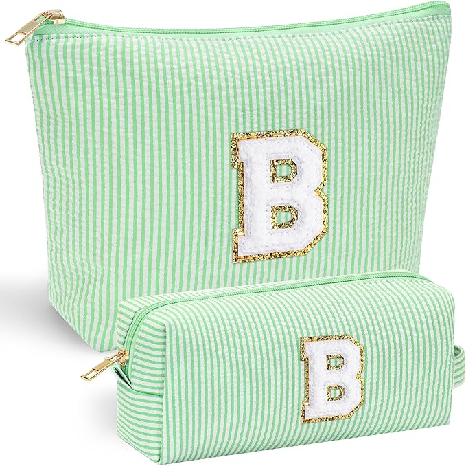 YOOLIFE 2 Travel Makeup Bags for Women - Cute Makeup Bag Makeup Bag Organizer Make Up Bag Travel Essentials Makeup Bag Personalized Gifts Friend Gifts for Women Teenager Bridesmaids Letter B