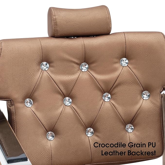 BarberPub Barber Chair Reclining Salon Chair for Hair Stylist, Antique Hair Spa Salon Styling Beauty Equipment 8132 (Gold)