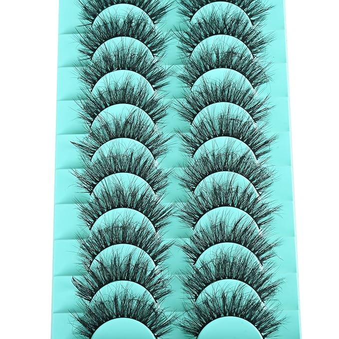 False Lashes Fluffy Eyelashes Wispy Mink Strip Eyelash 10 Pair Short Natural Lash Pack Soft Pestañas Set Natural Look (Wispy Lash | 8-17mm)