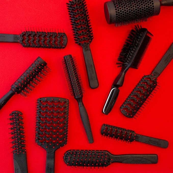 Cricket Static Free Ponytail Double-Sided Bristle Hair Brush - Smoothing, Teasing, and Volume – Anti-Static Brush for Frizz-Free Ponytails and Updos, Includes 3 Elastic Hair Ties