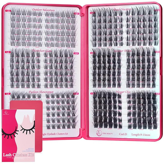Lash Clusters Kit - Lash Clusters Left & Right Lash Extension Kit - Natural & Fluffy 0.05D Cat Eye Eyelash Clusters Lightweight No Lash Glue Included