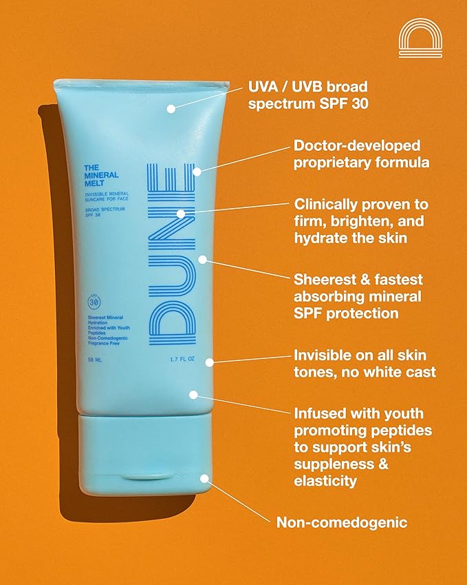 The Mineral Melt - Award-Winning Broad Spectrum SPF 30 Mineral Sunscreen. Clinically-proven Anti-Aging, Sun Protector Hydrating, Skin-Brightening for all skin types, Fragrance Free (1.7 Fl Oz)
