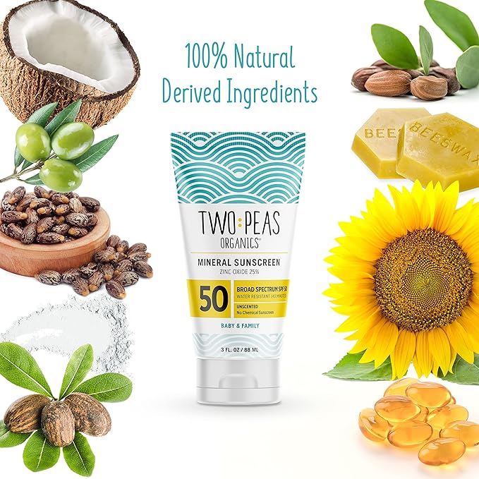 All Natural Organic SPF 50 Sunscreen Lotion - Coral Reef Safe - Baby, Kid & Family Friendly - Chemical Free Mineral Based Formula - Waterproof & Unscented (2)