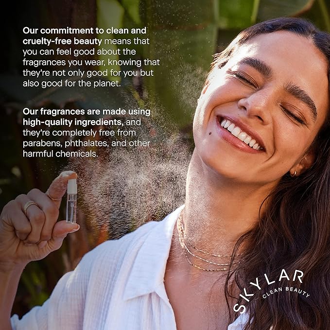 Skylar Perfume Discovery spray Sampler Set - Peach Fields, Vanilla Sky, Lime Sands, Salt Air, Coconut Cove - Hypoallergenic & Clean Perfume for Women & Men - 5 1.5mL