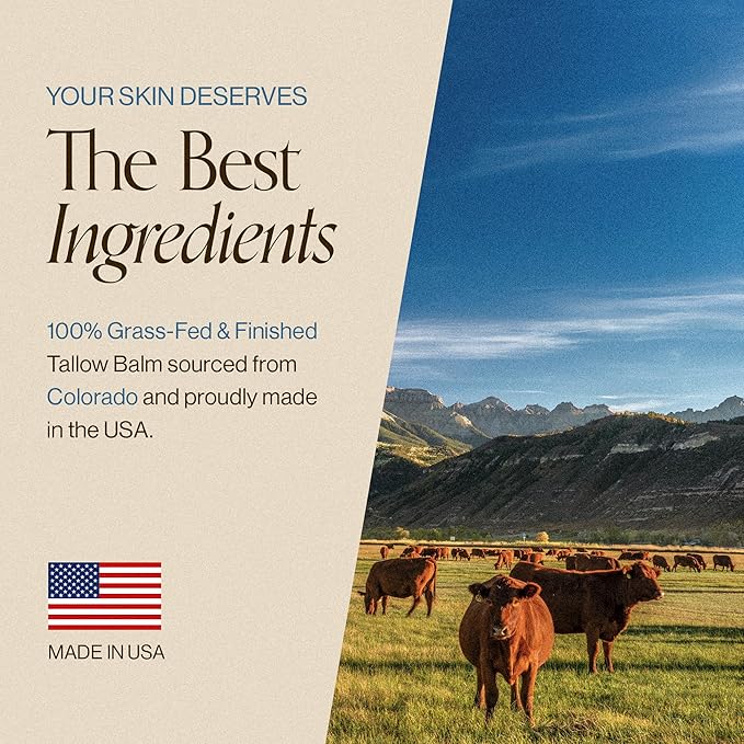 Beef Tallow For Face & Body | Grass Fed & Finished Beef Tallow Balm Infused with Essential Oils (Lavender, Jojoba) | Face Moisturizer to Revitalize and Nourish Skin - 2Oz