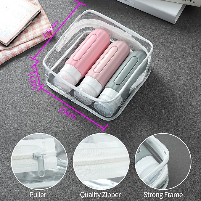 16 Pack Travel Bottles for Toiletries, Leakproof Travel Containers for Toiletries, TSA Approved Silicone Travel Accessories Squeezable Refillable 3oz for Shampoo Conditioner Lotion