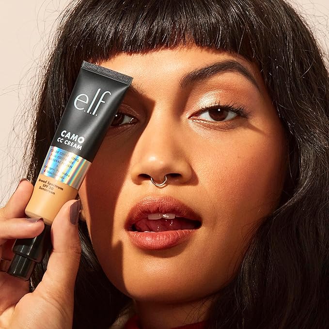 e.l.f. Camo CC Cream, SPF 30 Color-Correcting Medium-To-Full Coverage Face Foundation, Delivers An Airbrushed Finish, Vegan & Cruelty-Free, Medium 355 W