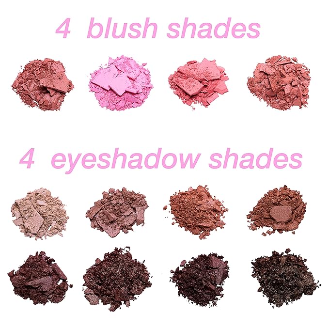 Women's Cosmetics NATURAL BEAUTY Blush and Eyeshadow Palette - 12 Shades Shimmer and Matte Finishes
