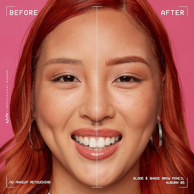 NYX PROFESSIONAL MAKEUP Blade & Shade Brow Pencil, Nano Mechanical Eyebrow Pencil, Up to 16HR Make Up Wear - Auburn