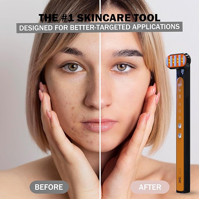 GLO24K 7 Color LED Super Wand plus Hydra Gel for Radiant, Glowing Skin on the Face, Neck, and Around the Eyes