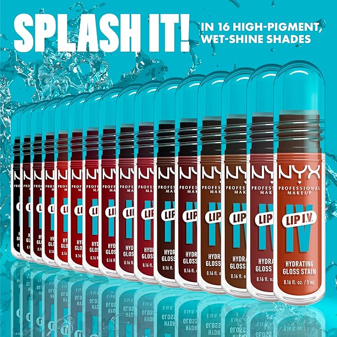 NYX Professional Makeup Lip IV Hydrating Glossy Lip Stain with 12HR Hydration - Splash N Spice (Brown)
