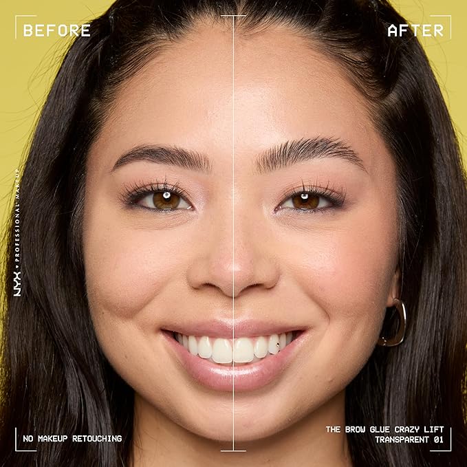 NYX PROFESSIONAL MAKEUP The Brow Glue Crazy Lift, Brow Lamination Gel with 16HR Strong Hold & Built-In Styling Comb - Clear Eyebrow Gel