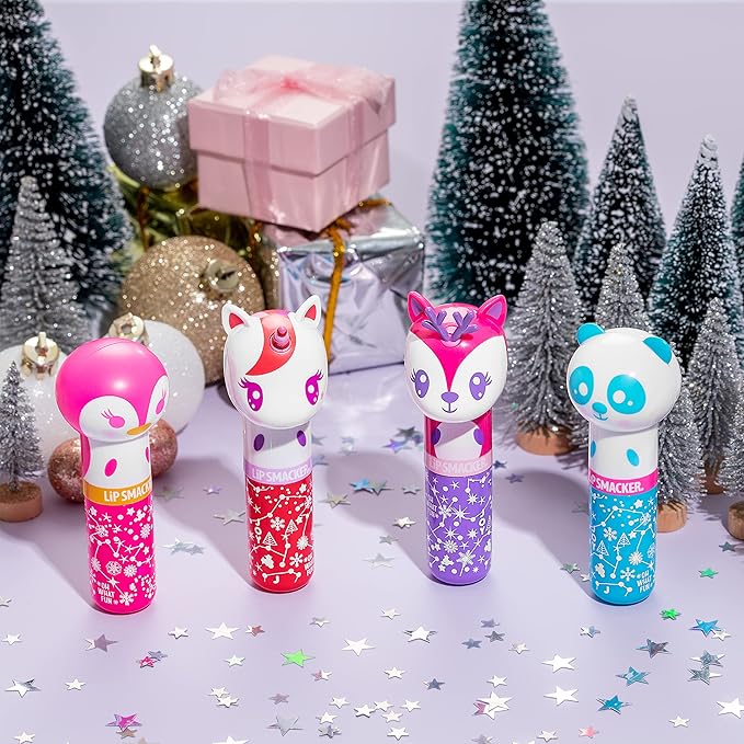Lip Smacker Lippy Pals Panda Holiday, Flavored Moisturizing & Smoothing Soft Shine Lip Balm, Hydrating & Protecting Fun Tasty Flavors, Cruelty-Free & Vegan - Eggnog